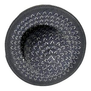 Straw paper hat beach summer French blue with white V’s symmetrically woven.